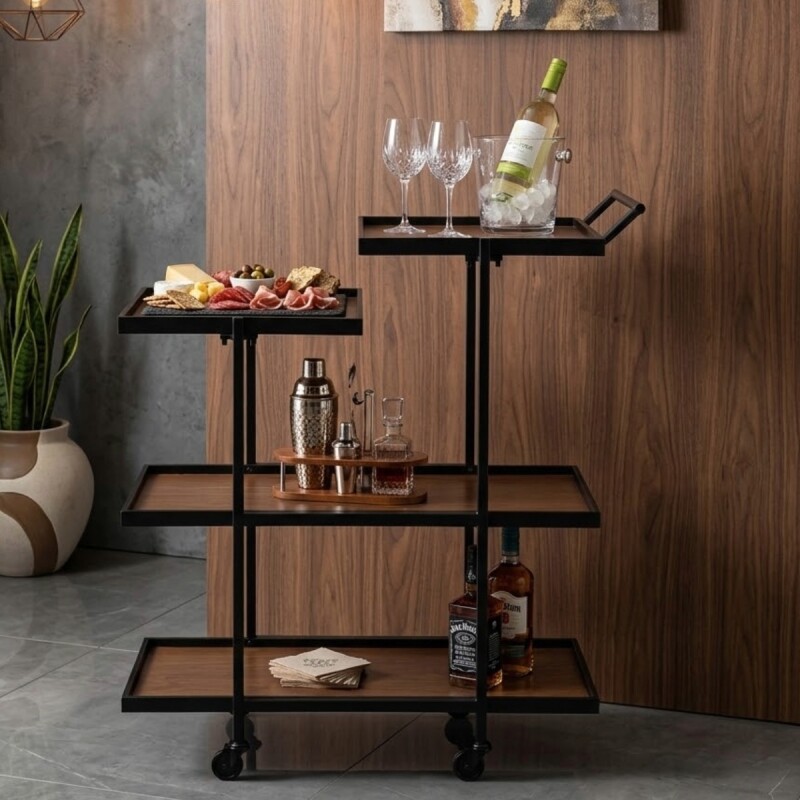 CARRITO METAL/MADERA P/SERVIR 4 NIV Unica
