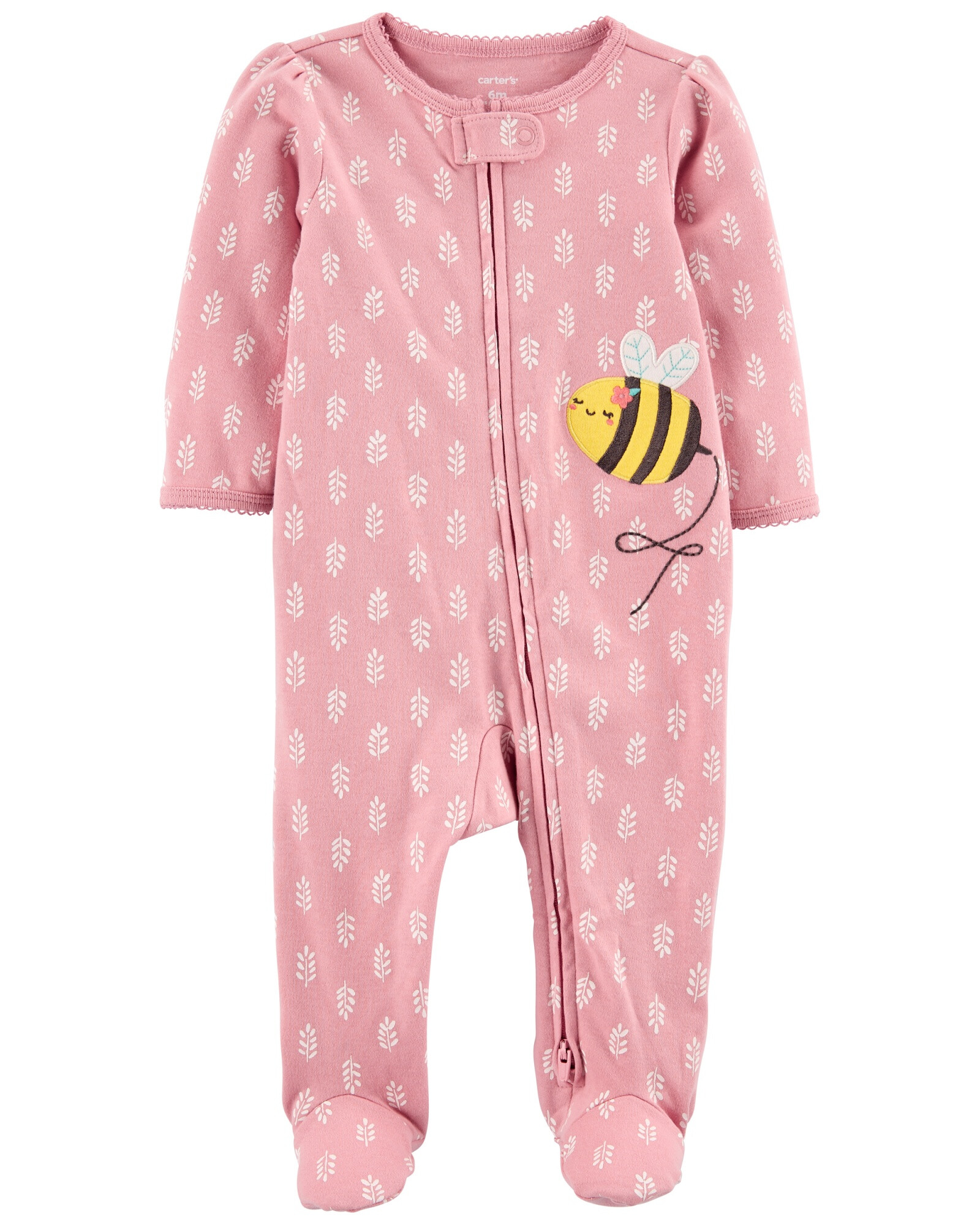 Pijama una pieza de algodón con pie y estampa abeja Pijama una pieza de algodón con pie y estampa abeja