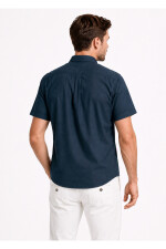 Camisa Arrow Manga Corta Lino Algodòn AZUL
