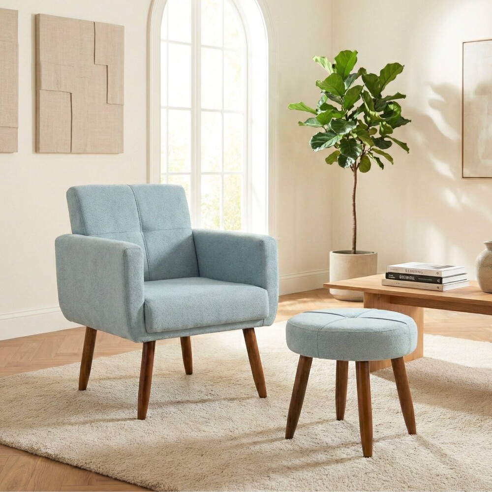 BUTACA Moderna + Puff Havana Celeste