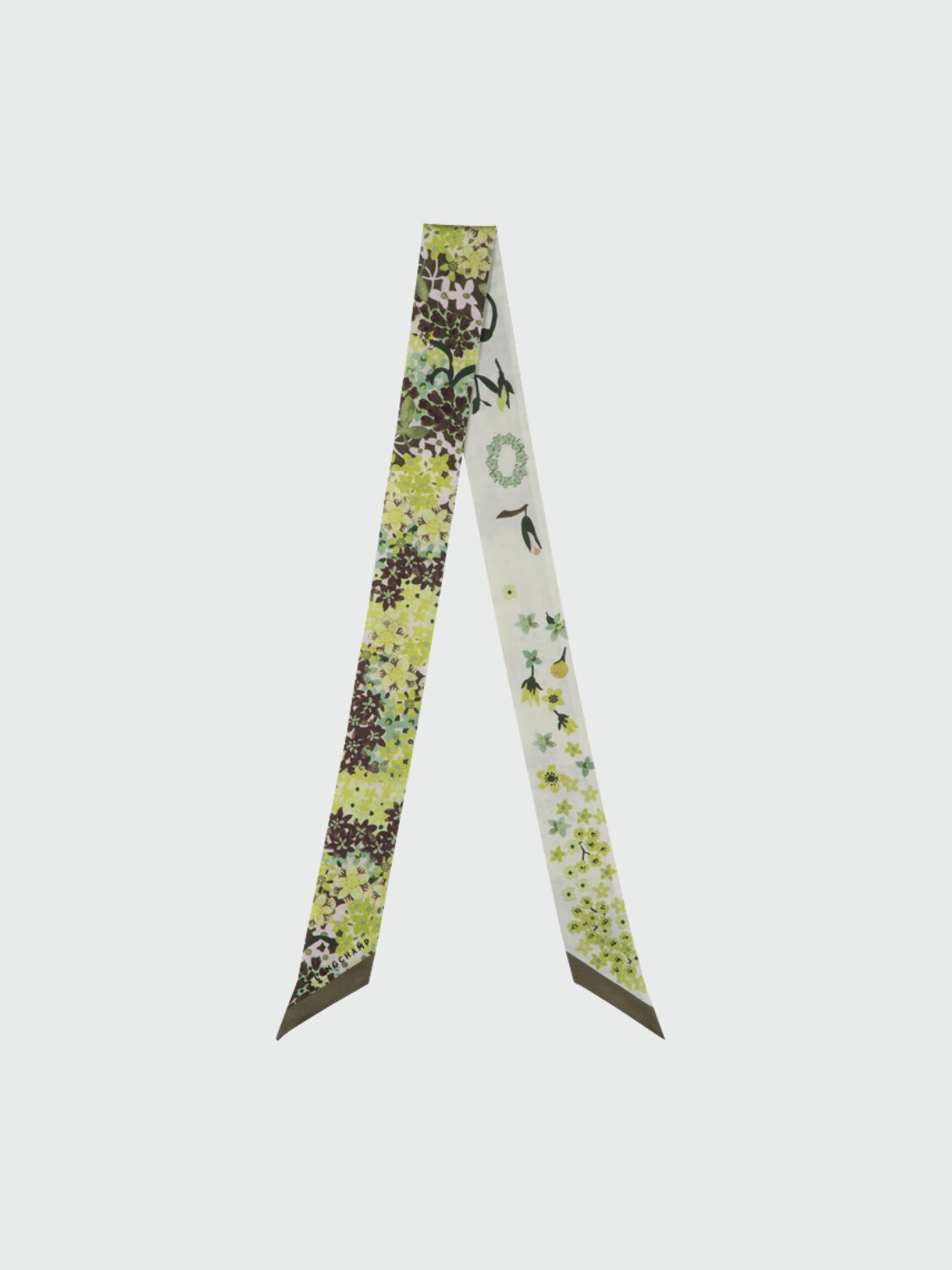 Longchamp - Cinta de seda estampada Verde