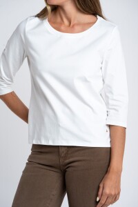 Remera Manga 3/4 Algodón Elastano Nacar