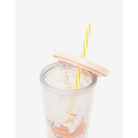 Vaso Plástico Estampado Glitter Combinacion Multicolor