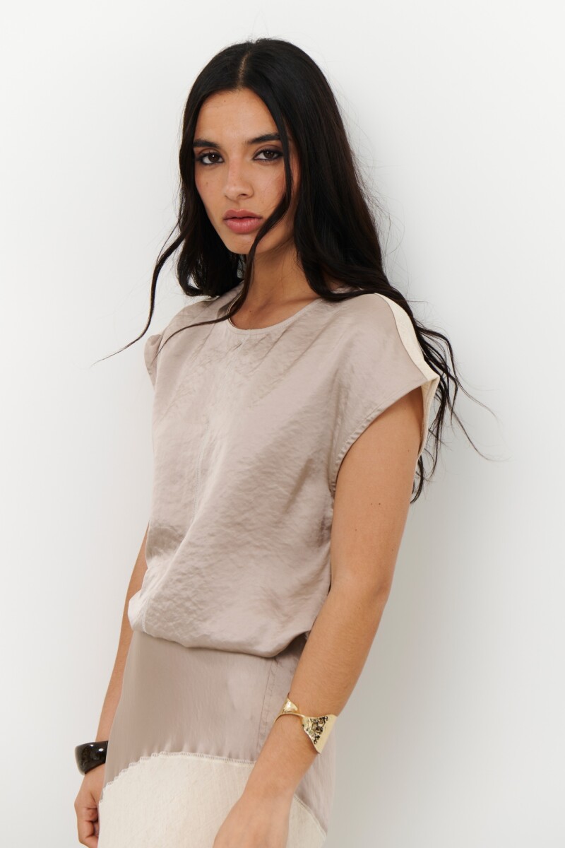 BLUSA LINO SATEN BEIGE