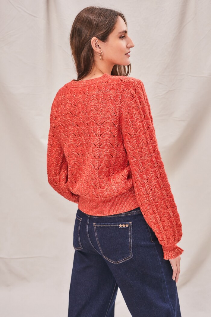 Sweater Lana Texturado Lurex Ladrillo