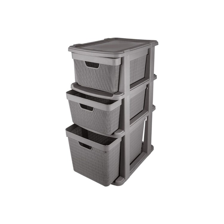 Cajonera Gavetero Estante simil Rattan 3 Cajones Gris Cajonera Gavetero Estante simil Rattan 3 Cajones Gris