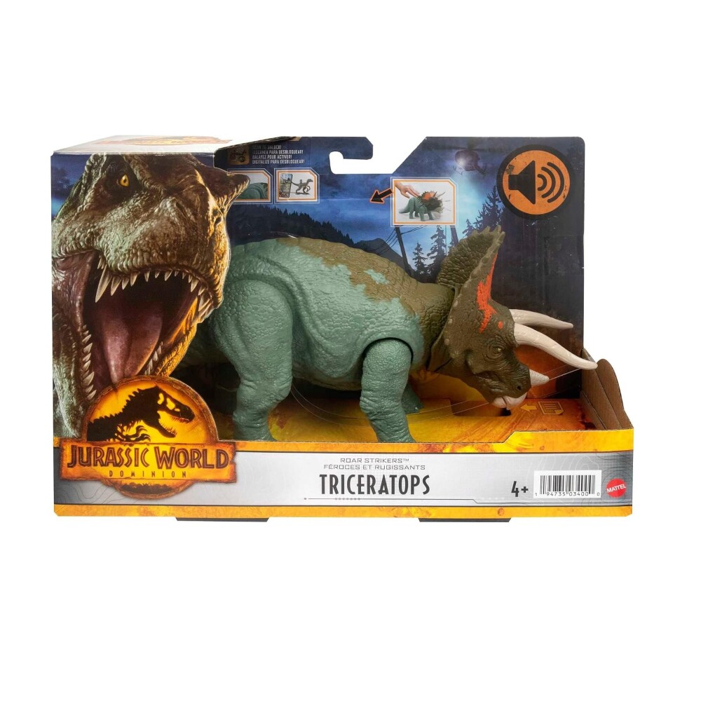 Figura Jurassic World Triceratops con Sonido y Ataque - Mattel JURASSIC WORLD - TRICERATOPS RUGE Y ATACA