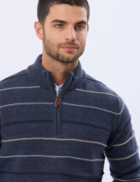 BUZO ALGODÓN TEJIDO 1/2 CIERRE Piedra