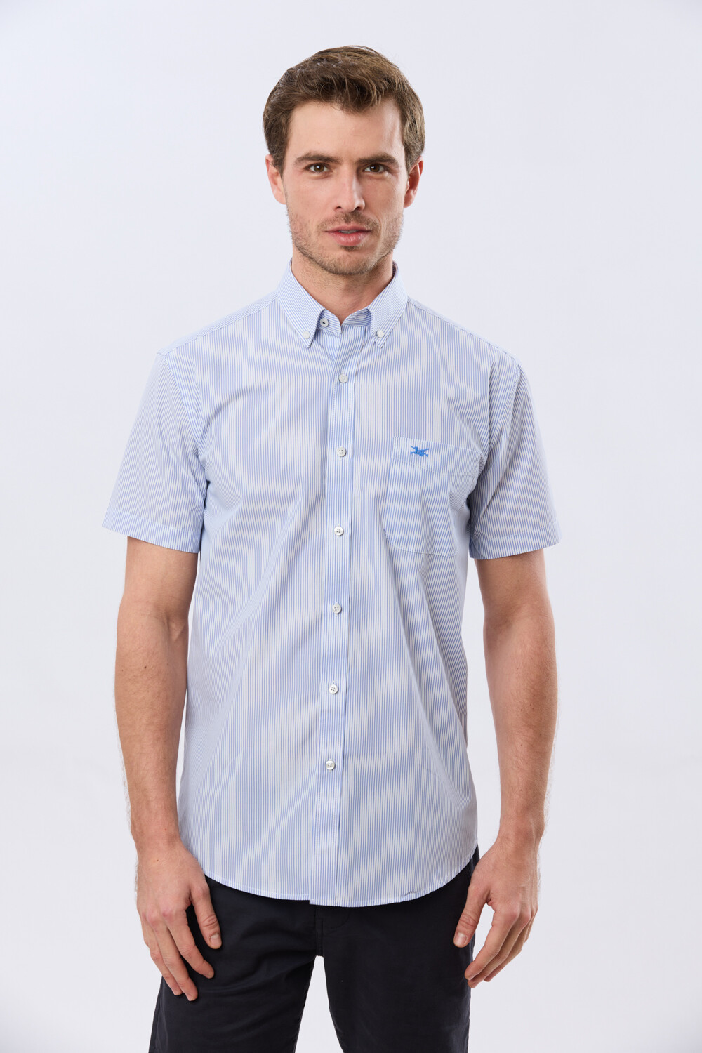 CAMISA RAYADA Celeste