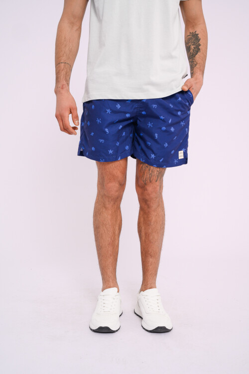 Short de baño estampado Azul