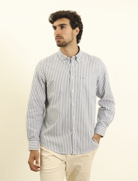 012108 CAMISA HARRINGTON LABEL Blanco/azul Osc