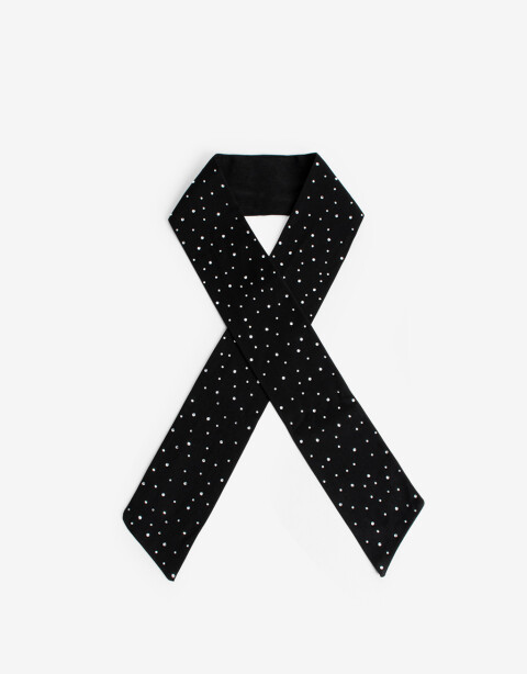 Skunzies Texturada Scrunchie Con Maxi Lazo - Negro