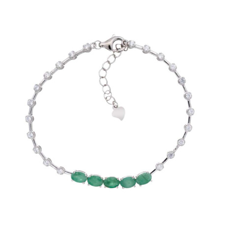 Pulsera de Plata rodinada Esmeralda Y Circonias