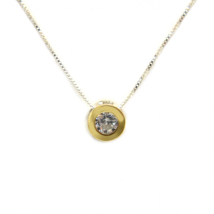 Cadena y Colgante en Oro y Plata 925 con Zirconias Cadena y Colgante en Oro y Plata 925 con Zirconias