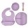 Set de Comida Bebé con Babero Plato Bowl Cuchara en Silicona Lila