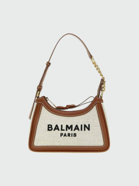 Balmain- Cartera B-Army de lona y piel con monograma Crudo