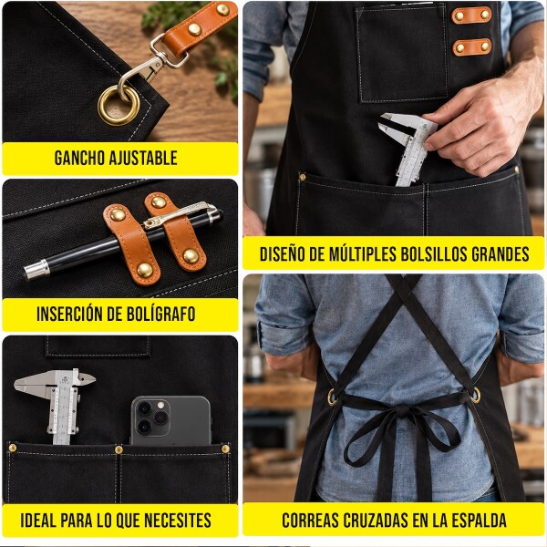 Delantal Gastronómico Unisex Jean Cocina Barbería Asado Chef IMBACK Color Negro Delantal Gastronómico Unisex Jean Cocina Barbería Asado Chef IMBACK Color Negro