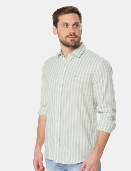 CAMISA RAYADA DE LINO Menta