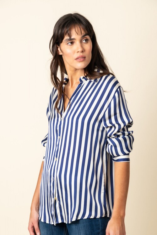 Camisa Dama rayas Azul Marino