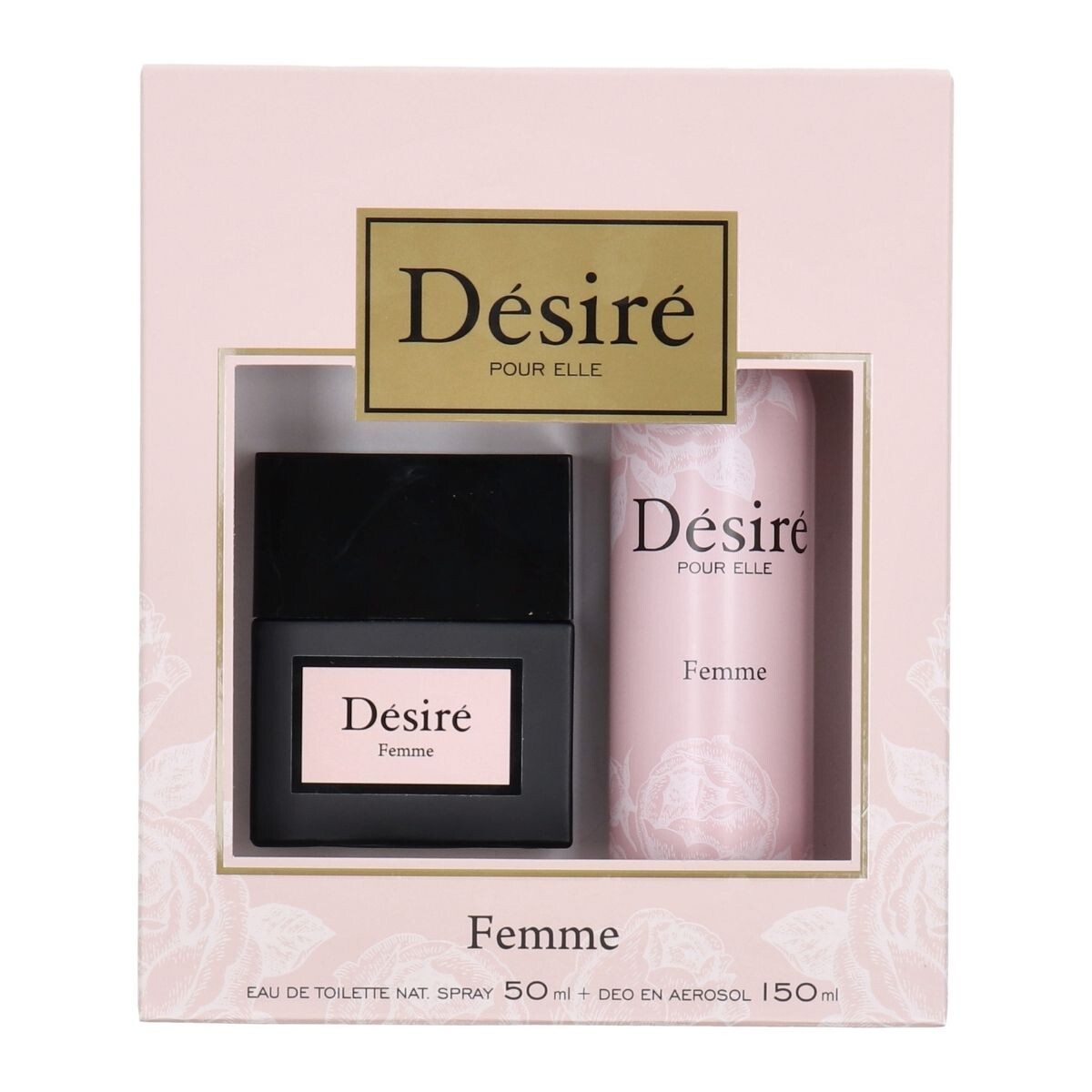 Perfume Désiré Natural Spray Dama Femme 50 ML + Deo Aerosol 150 ML 