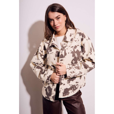 Campera Animal Print Vaca Marron
