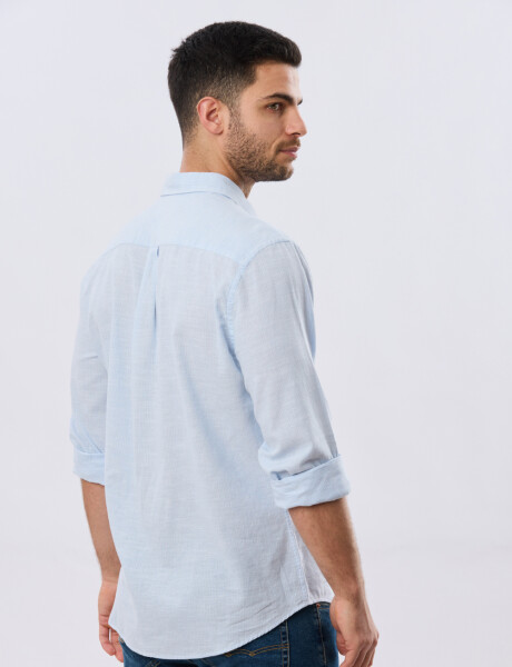 CAMISA RAYADA DE LINO Celeste