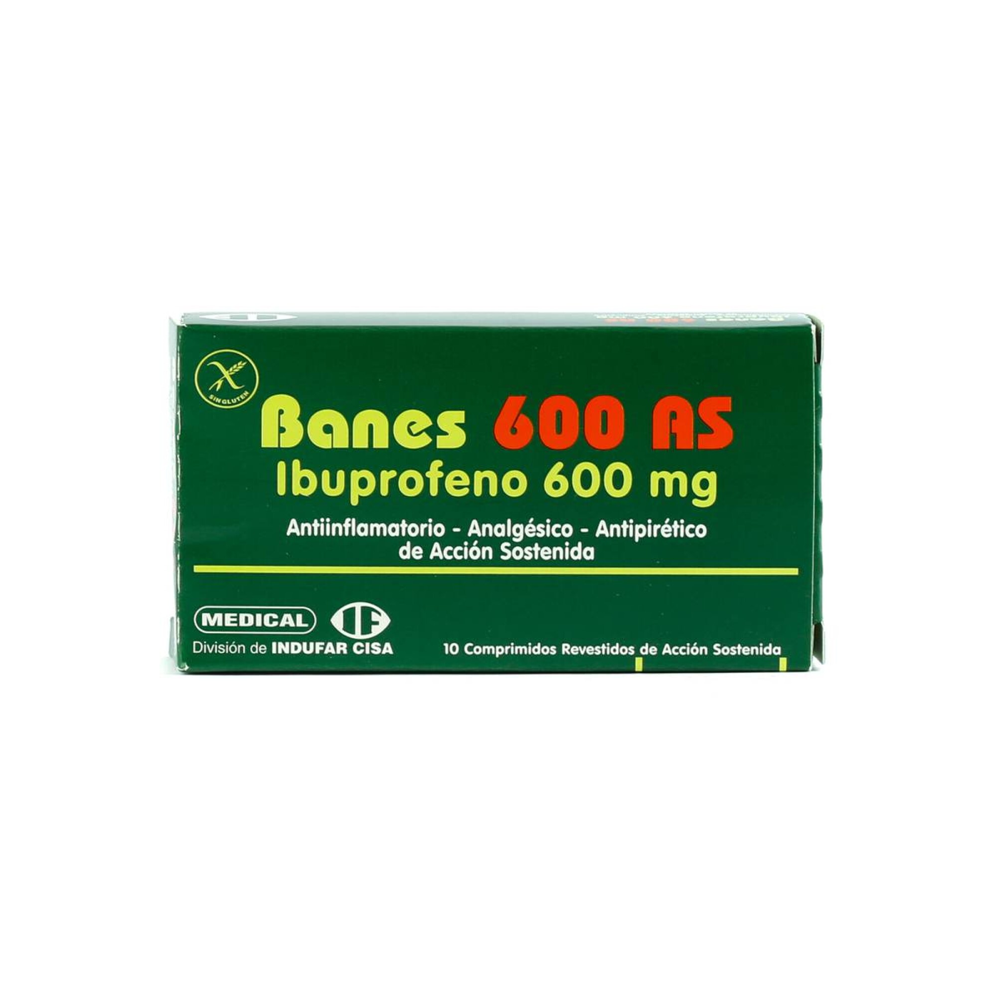BANES 600 MG. A.S. CJ X 10 COMP. REC. — Farmacenter