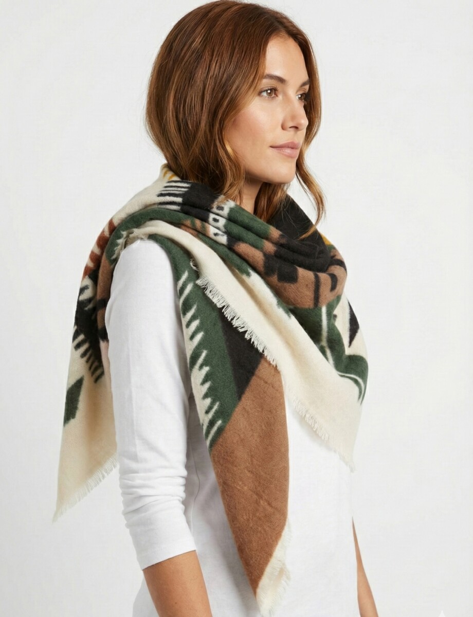 Pashmina Geometrica - Mostaza/multi 