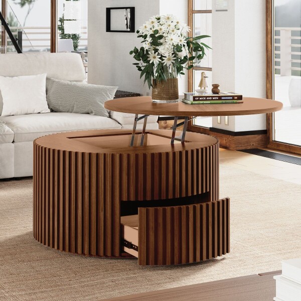 MESA DE CENTRO 3D ROBLE CLARO - CIRCULAR