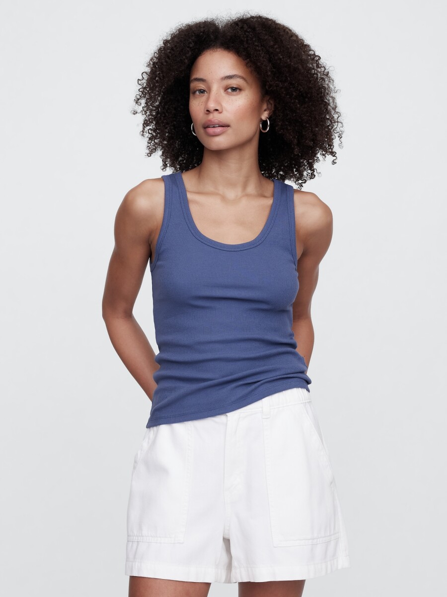 Musculosa Rib Mujer - Quiet Blue 