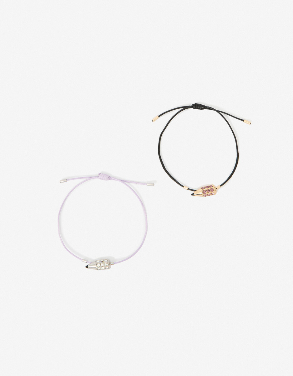 Set De Pulseras Flexibles Dijes Lapices 