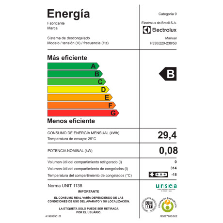 freezer electrolux /frio humedo/314 lts. WHITE