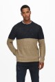 Sweater Tejido Color Block Chinchilla