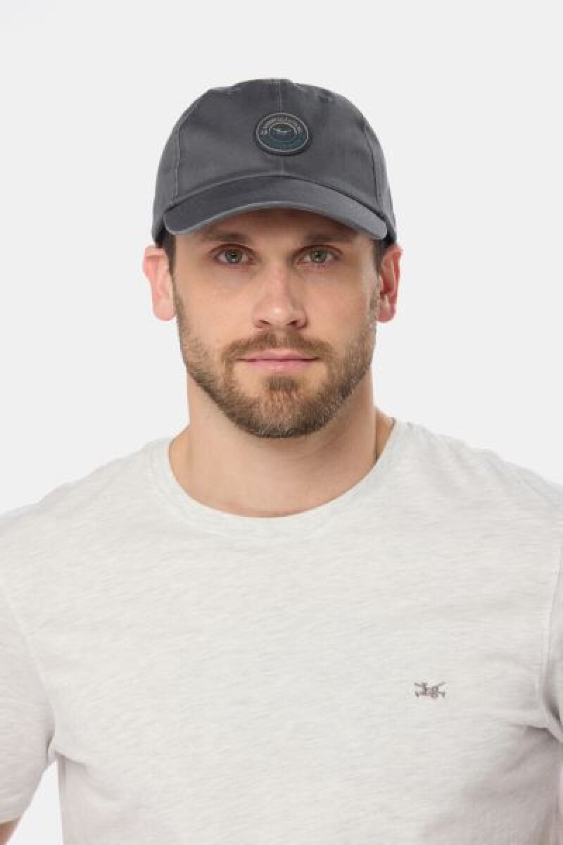 GORRO VISER DE LONA CON PARCHE DE GOMA - Gris 