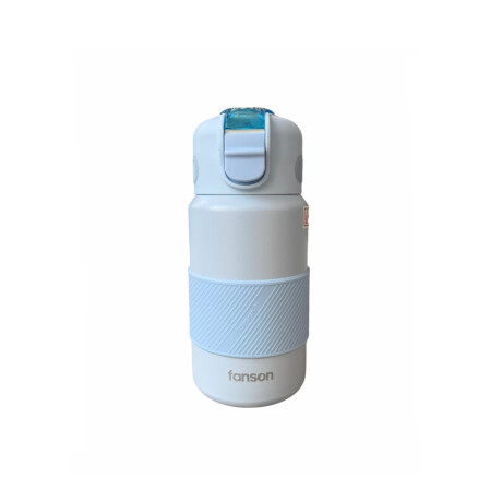 Botella termica con pico y silicona Celeste