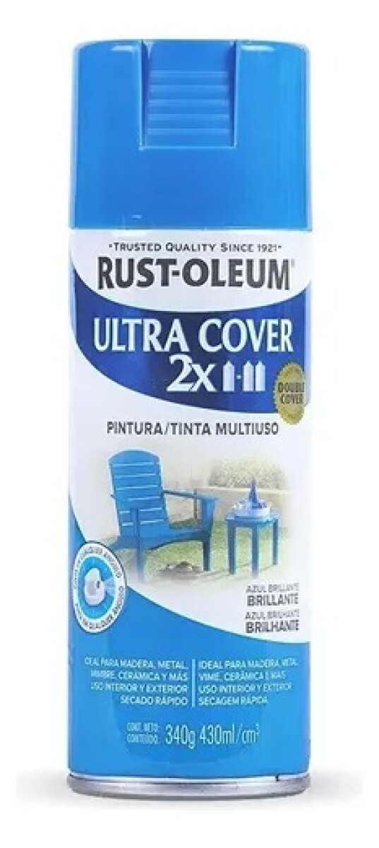 Pintura en Aerosol Azul Brillante Rust-Oleum Ultra Cover 2X Doble Cubrimiento 