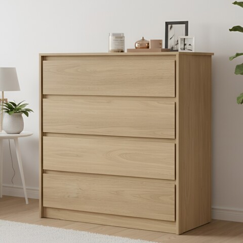 Comoda Cajonera Carla para Dormitorio 4 Cajones con Rieles Telescópicos - Castaño Comoda Cajonera Carla para Dormitorio 4 Cajones con Rieles Telescópicos - Castaño