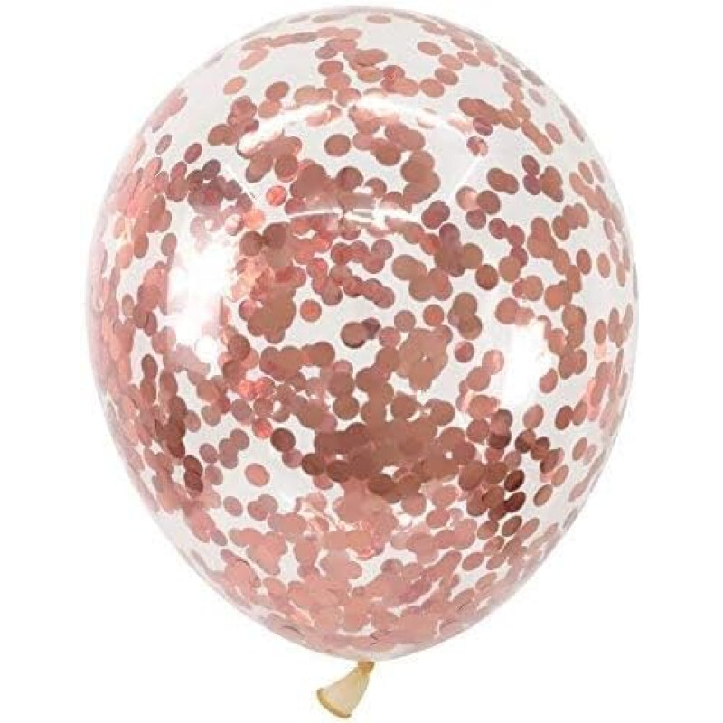 Globo Transparente con Confetti x6 Rosa Oro