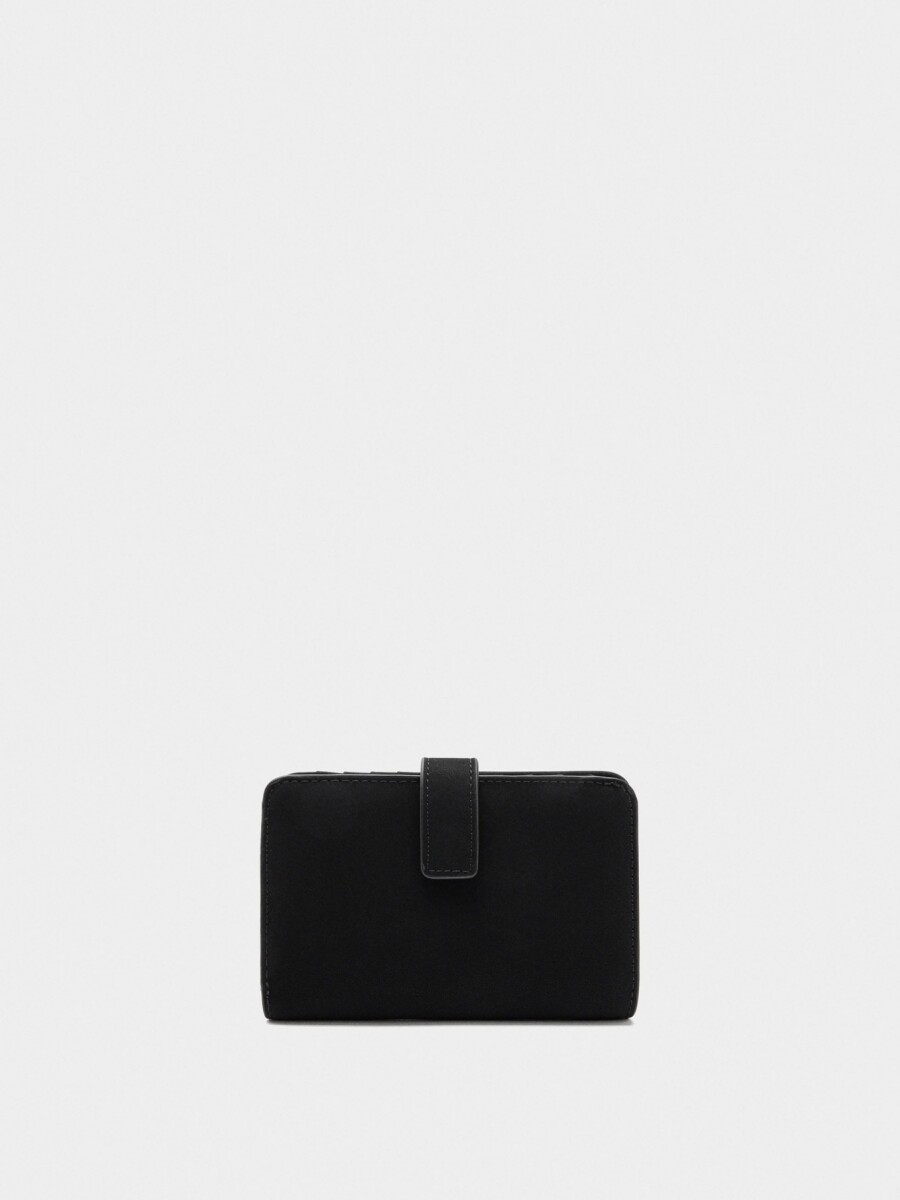 Cartera Lisa Con Textura Suave M negro