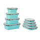 Set X4 Taper Contenedor Silicona Plegables Tapa Plastico Hermetica Celeste