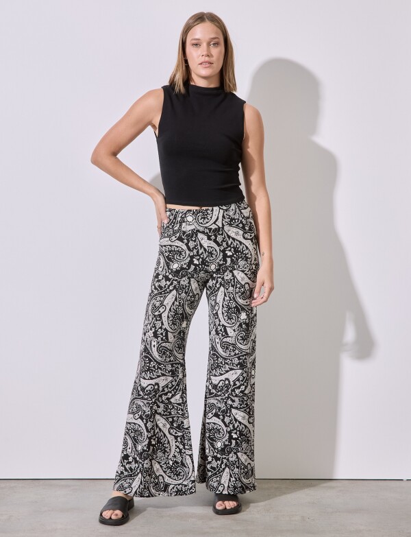 Palazzo Printed NEGRO/CRUDO