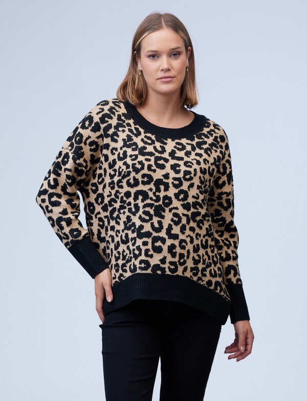 Buzo Animal Print NEGRO/BEIGE
