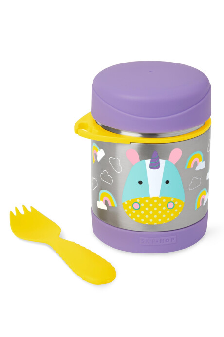 Tupper de acero inoxidable con cubierto, diseño unicornio Sin color