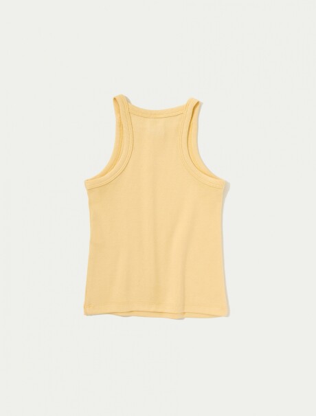 MUSCULOSA CON BORDADO EN TELA ACANALADA AMARILLO