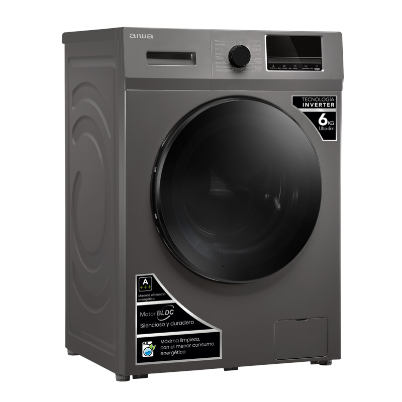 Lavarropas Automático Carga Frontal AIWA 6KG Inverter Gris
