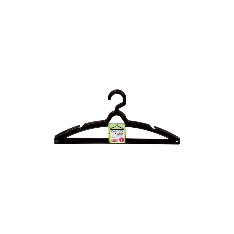 PACK DE PERCHAS PLASTICAS X 5 UNIDADES NEGRO