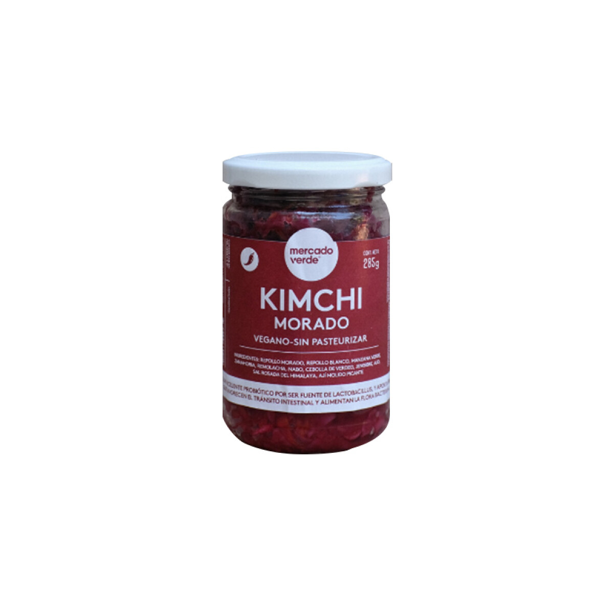 Chucrut morado kimchi Mercado Verde 285g - Kimchi Organico Prana 285g 