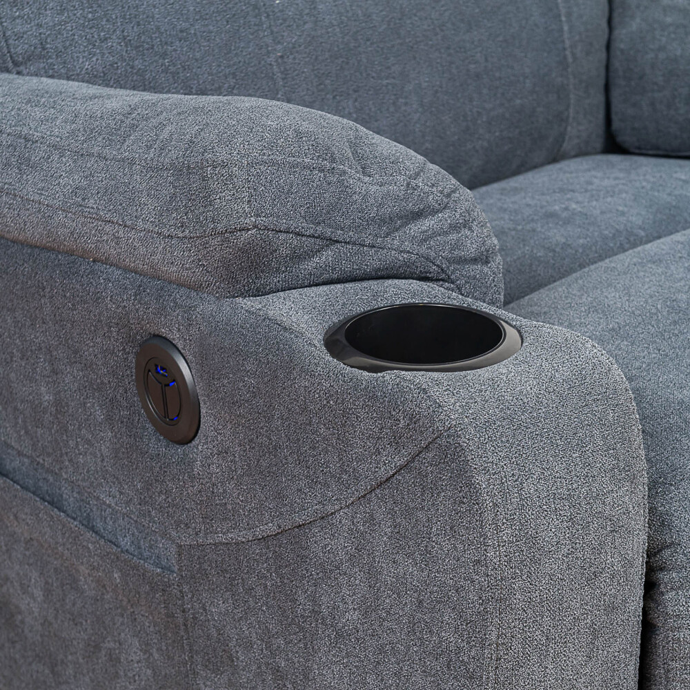 SOFÁ RECLINABLE MULTIFUNCIÓN 1 CUERPO TELA GRIS ATIKA