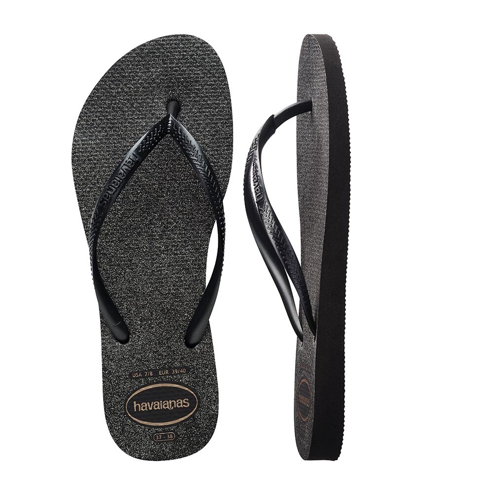 Sandalias Havaianas Slim Gloss Mujer Negro/Plata/Negro