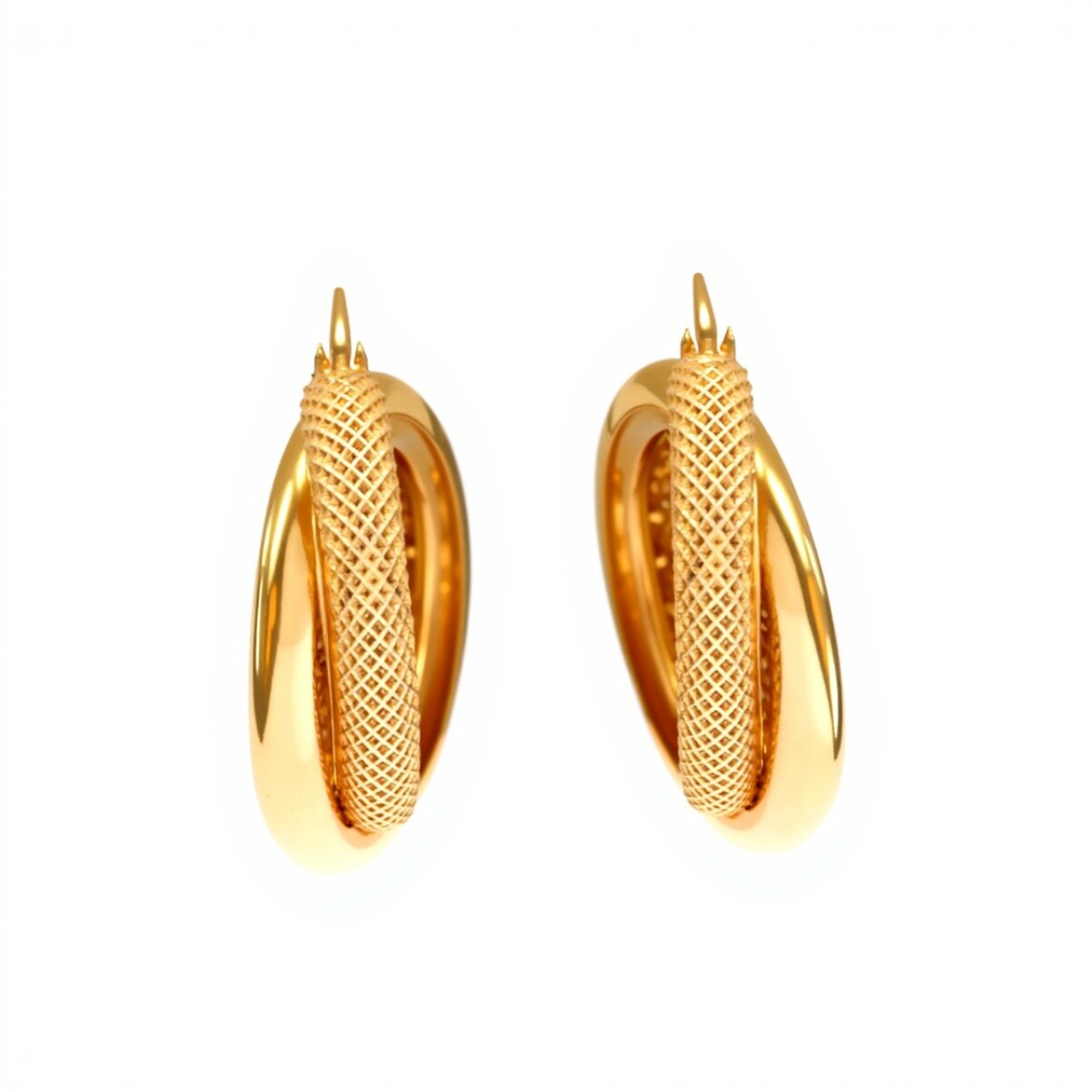 Caravanas aros de oro facetados inflados - Oro bajo - Sin piedra- CA8040 - sinpiedra 